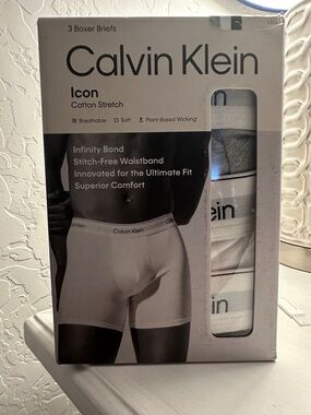 Calvin Klein White, Gray & Black Cotton Stretch Boxer Briefs - 3 Pack